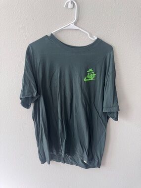 Nike Dark Green Short Sleeve Tee with Neon Green Logo